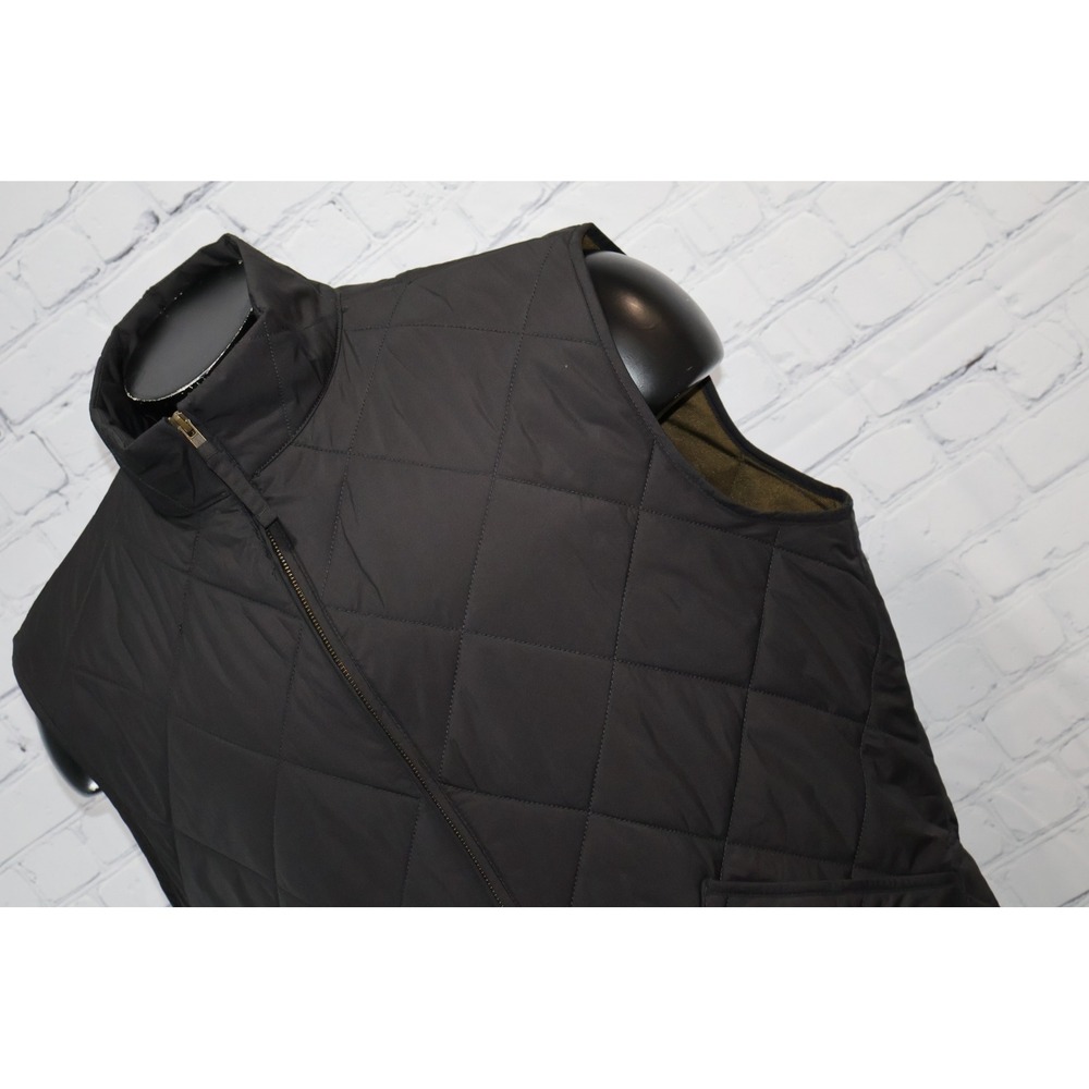J.Crew Quilted Vest Mens XL Black Diamond Stitch Full Zip Authentic Outerwear